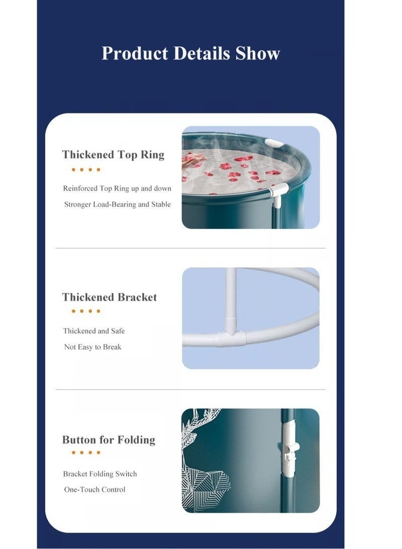 LIFESTYLE Advance One-click Folding No Installation Soaking Waterproof Extra Large Spa Bathtub Barrel, Household Large Shower Bathing Tubs, Separate Family Bathroom SPA Tub for Adults and Kid - Image 5